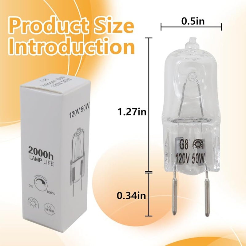 G8 Base 50W Dimmable Halogen Bulbs 10 Pack For GE Microwave Oven Range Hood Light - Image 2